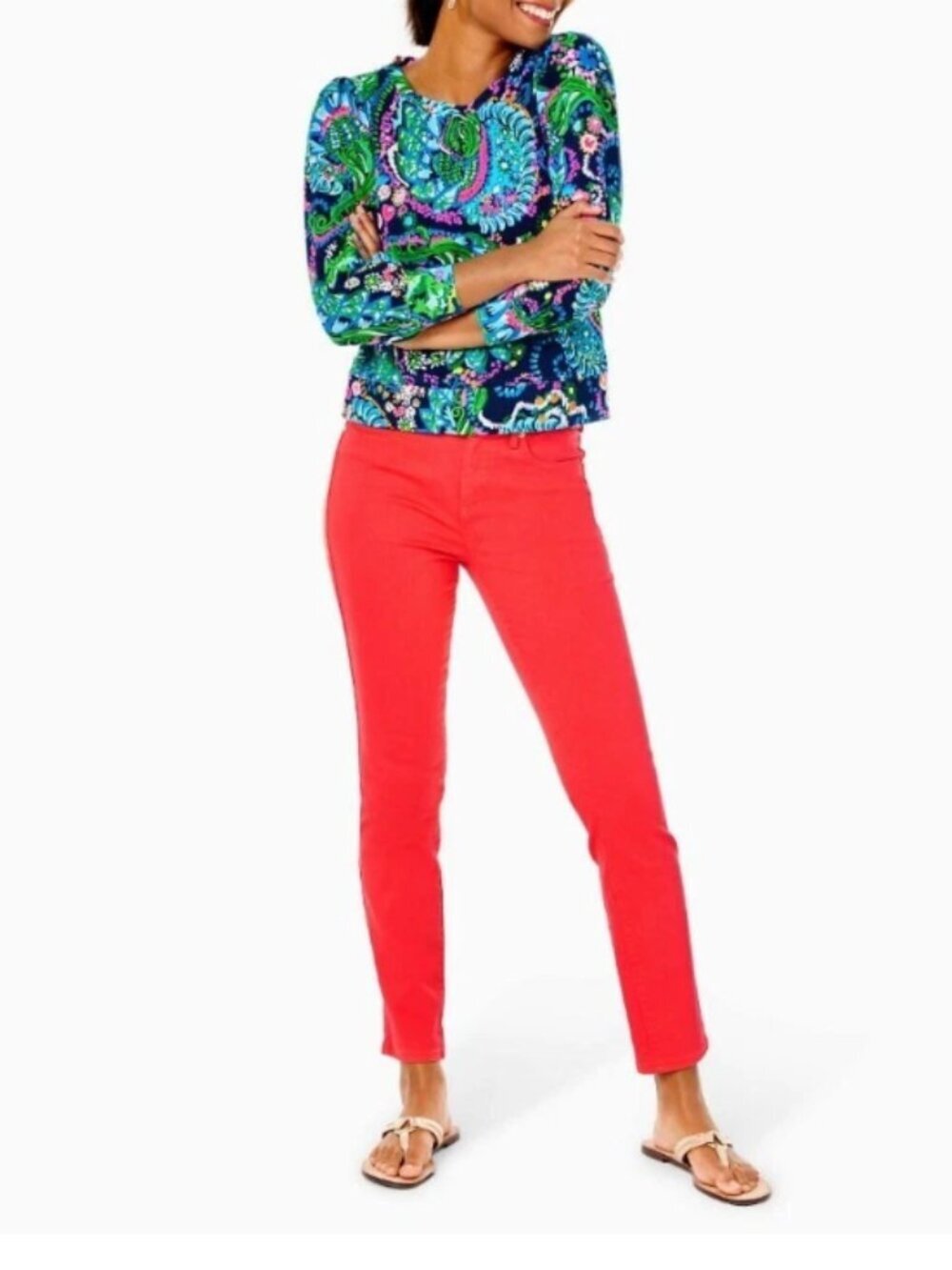 Lilly Pulitzer - South Ocean High Rise Skinny Stretch Jean Spicy Coral - Size 10